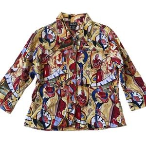 Vintage Multicolored Buttoned Up Top